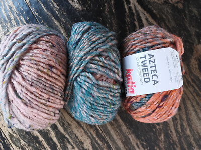 4 x 50 g Azteca Tweed Col. 302  rose / leuchtorange/ grünblau