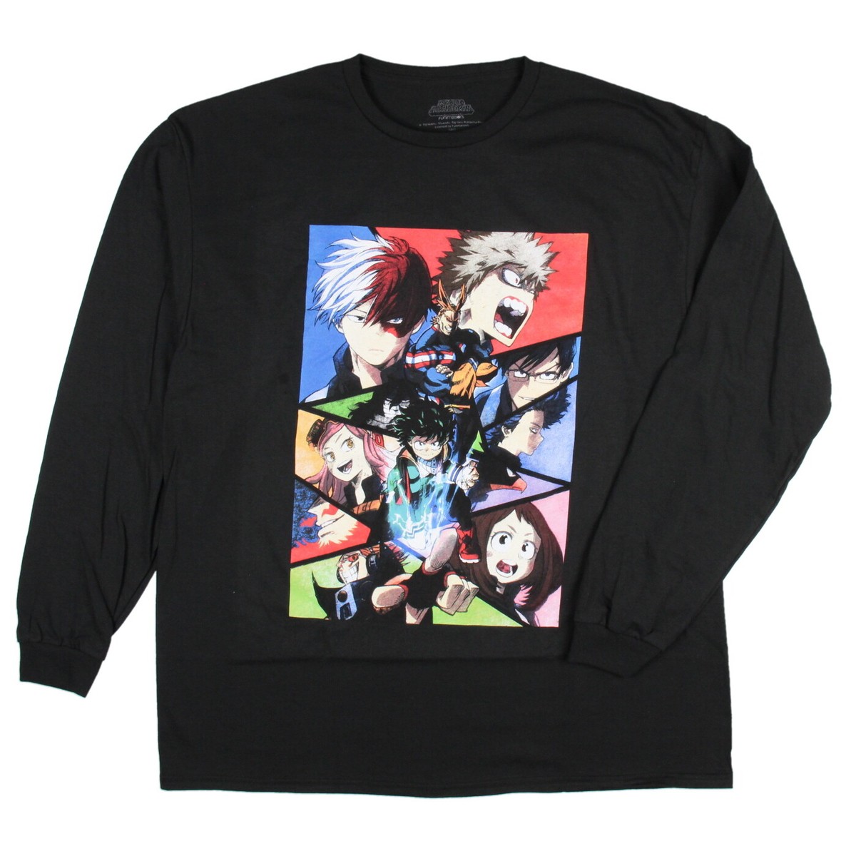 My Hero Academia Mens' Character Zig Zag Grid Long Sleeve T-Shirt