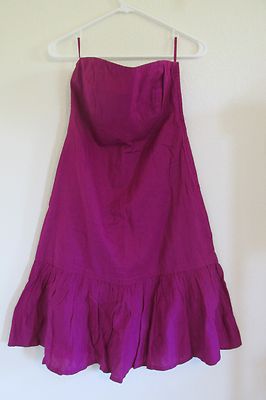 New Women's Gap Tube Dress Magenta Pink Linen Knee Length Ruffle Layered  Size 2 | eBay