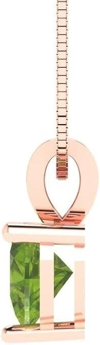 Solid 14K Rose Gold Natural Peridot Heart Cut Solitaire Pendant Without Chain - Image 4 of 4