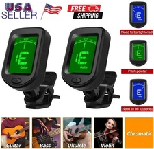 LCD Clip On Chromatic Acoustic Electric Guitar Bass Ukulele Banjo Violin Tuner
