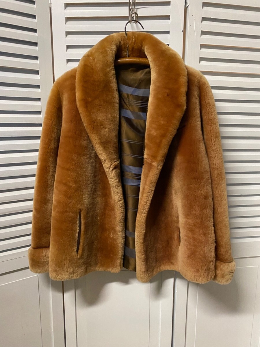 Mouton Dyed Lamb Fur crop Coat size M Vintage | eBay