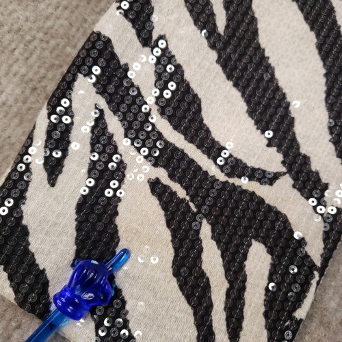 Vtg Misook Jacket Women Medium Beige Black Full Zip Sequin Evenings Zebra Print - Picture 12 of 15