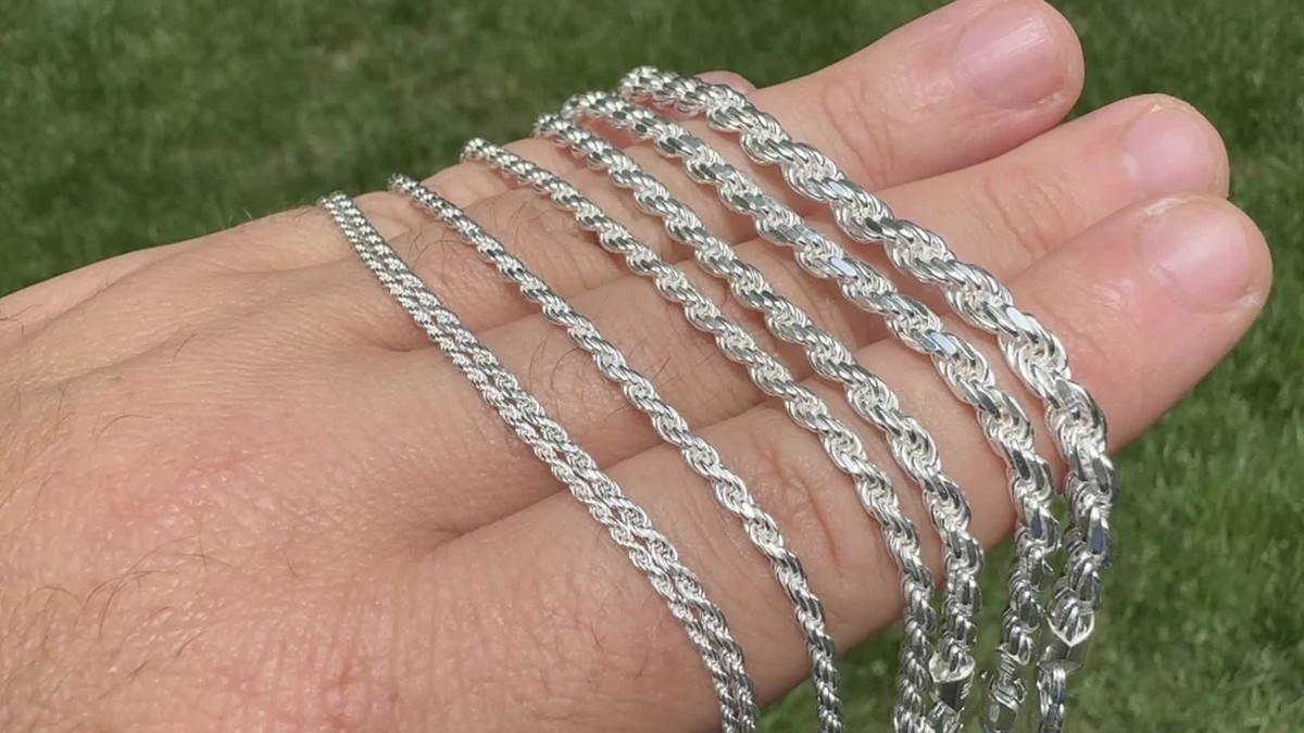 Buy Men's Women's Real Solid 925 Sterling Silver Rope Chain 1.5