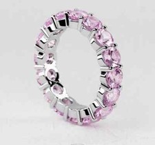 3Ct Round Cut Lab-Created Pink Sapphire Eternity Band Ring 14K White Gold Plated