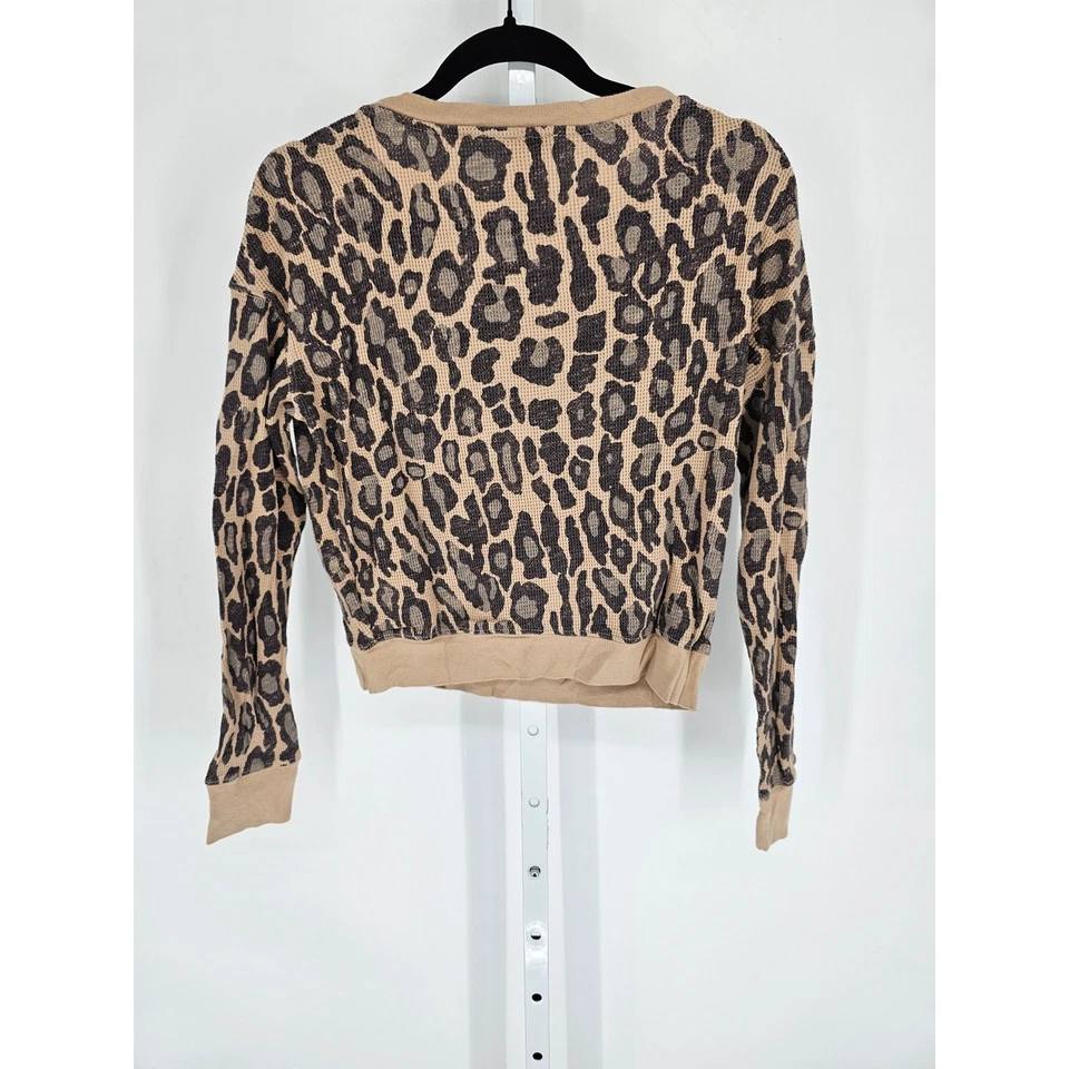 Espléndida Camiseta Mujer Talla XS Manga Larga Tejida Waffle Estampado Leopardo Foto 4 de 4