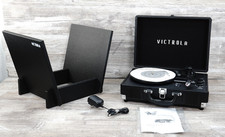 VICTROLA JOURNEY BLUETOOTH SUITCASE RECORD PLAYER MATCHING RECORD STAND BLACK