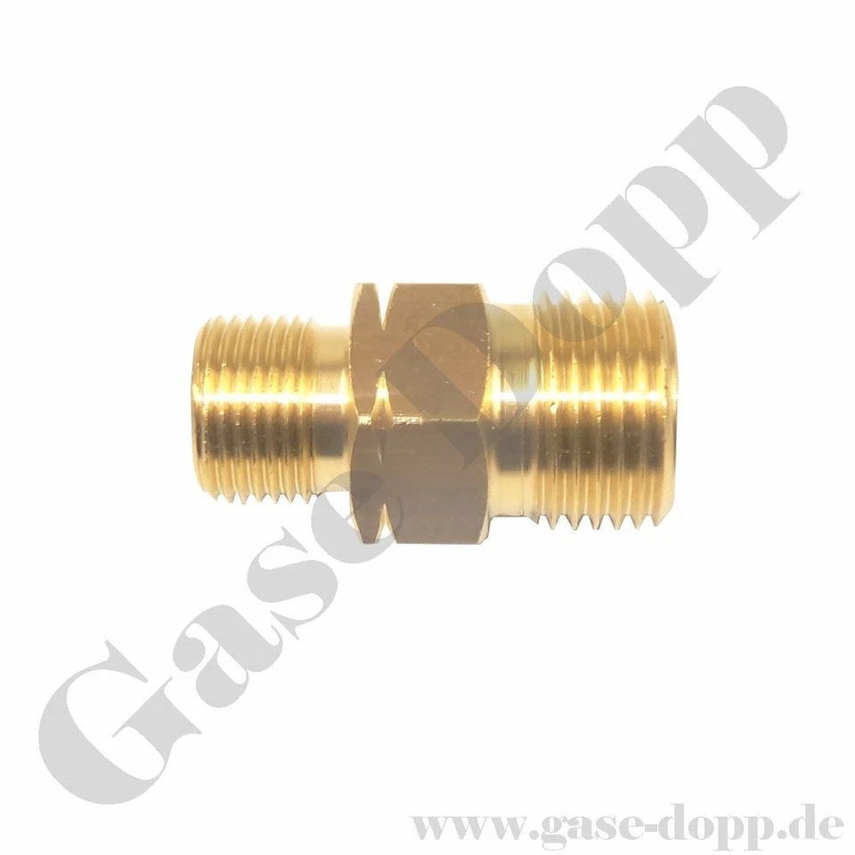 WWW.GASE-DOPP.DE Raccordo tubo gas 1/4" sinistro x 3/8" destro - doppio nipplo nipplo riduttore