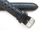 Black leather RALLY Perforated Sport 18 MM watch band strap