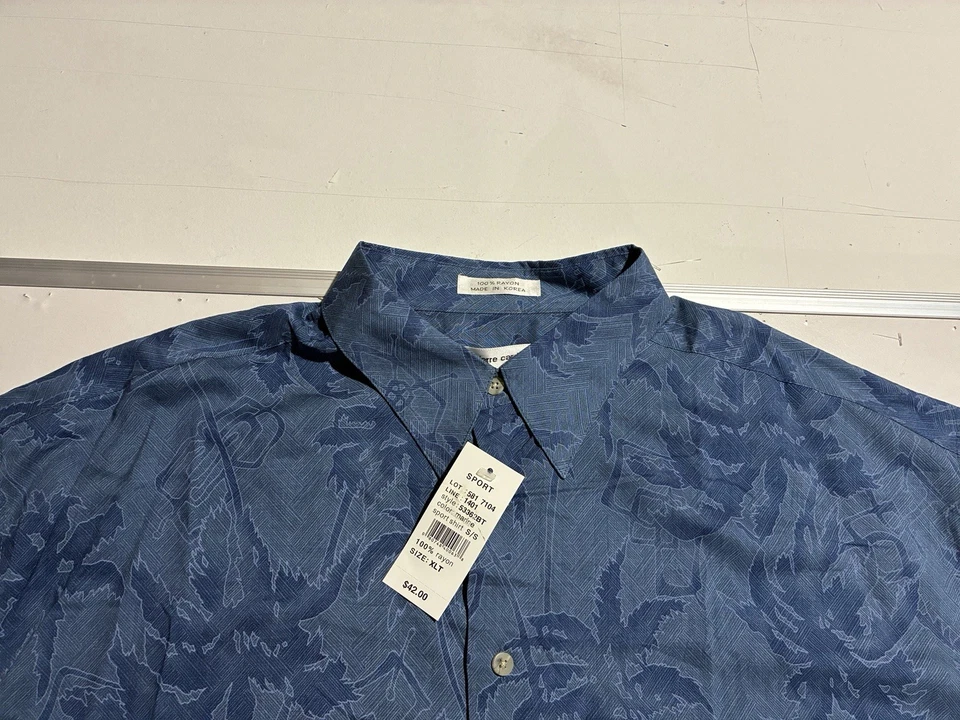 Pierre Cardin Rayon Sport Shirt XLT Floral Jacquard NOS 80s 90s Made in Korea - Image 2 of 4