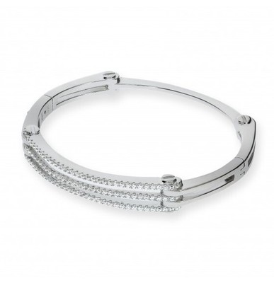 Micro Pave Scharnier Sterling Silber Armreif Luxuriöse Verpackung Punze