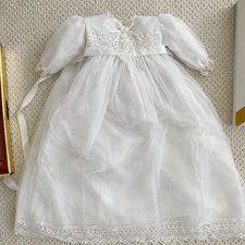 White Christening Baptism Gown Lace  Saks Fifth Ave  VTG
