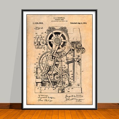 1907 Printing Press Patent Print - Unframed
