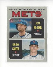 2019 Topps Heritage #348 Jeff McNeil RC/Drew Smith RC Rookie Mets