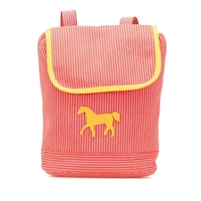 Hermes Stripe Caval Horse Kids Backpack Red Yellow Cotton Kids HERMES Used