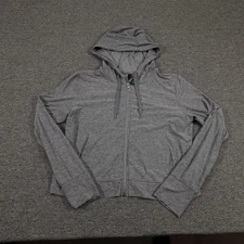 Kyodan Hoodie Womens Medium Gray Full Zip Athletic Thumbholes Pockets Layering