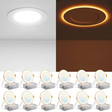 12 Pack 4 Inch 5cct Led Recessed Ceiling Light With Night Light 2700k/3000k/3500
