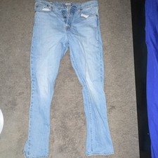 Levi's Premium Wedgie Straight Jeans Light Blue Denim Button Women's