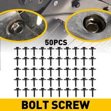 50Pcs Metal Car Body Retainer Clips Bumper Fender DRL Bolt Screw Black 7.8mm Hex