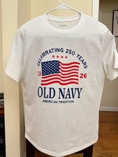2026 Men OLD NAVY USA American Flag 4th of July T Shirt Size XXL WHITE