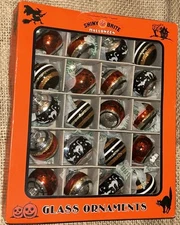 Christopher Radko Set 20 Shiny Brite Halloween Ghost StGlass Ornaments 1.25”Diam