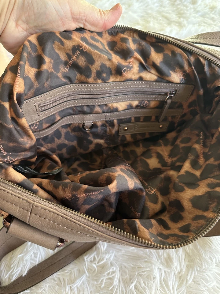 Bolso de Mano holgado de cuero marrón flexible vintage Y2K B. Makowsky de gran tamaño Foto 3 de 4