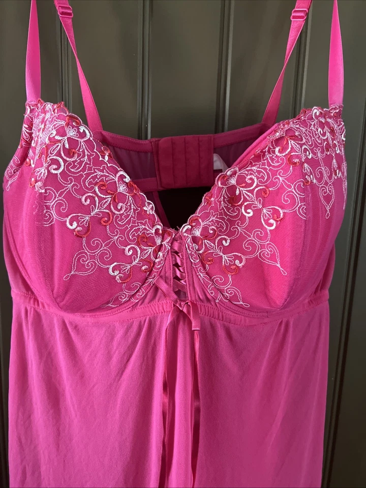 Cacique 22/24 Rosa Babydoll Halter Chemise Dormir Ropa de Salón Lencería Camisón Foto 4 de 4