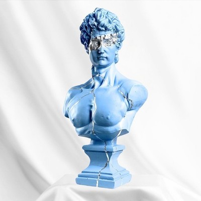 Handmade David Silver Painted Art Sculpture, Renaissance Greek Statue Home Decor