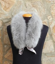 Genuine Gray Fox Fur Collar Detachable Women's Luxury Real Fur Wrap NWT