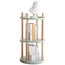Storage Shelf,360° Rotating Bookshelf,3 Tier Bookcase w/ Large-Capacity Storage