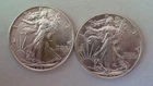 Two (2) 90% Silver Uncirculated 1943 P Walking Liberty Silver Half Dollars