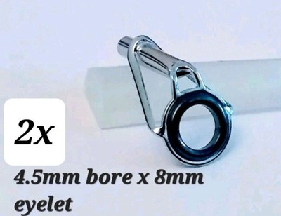  2x Bootsangelrute Eye End Top Tips, 4,5mm verchromt mit Schmelzkleber