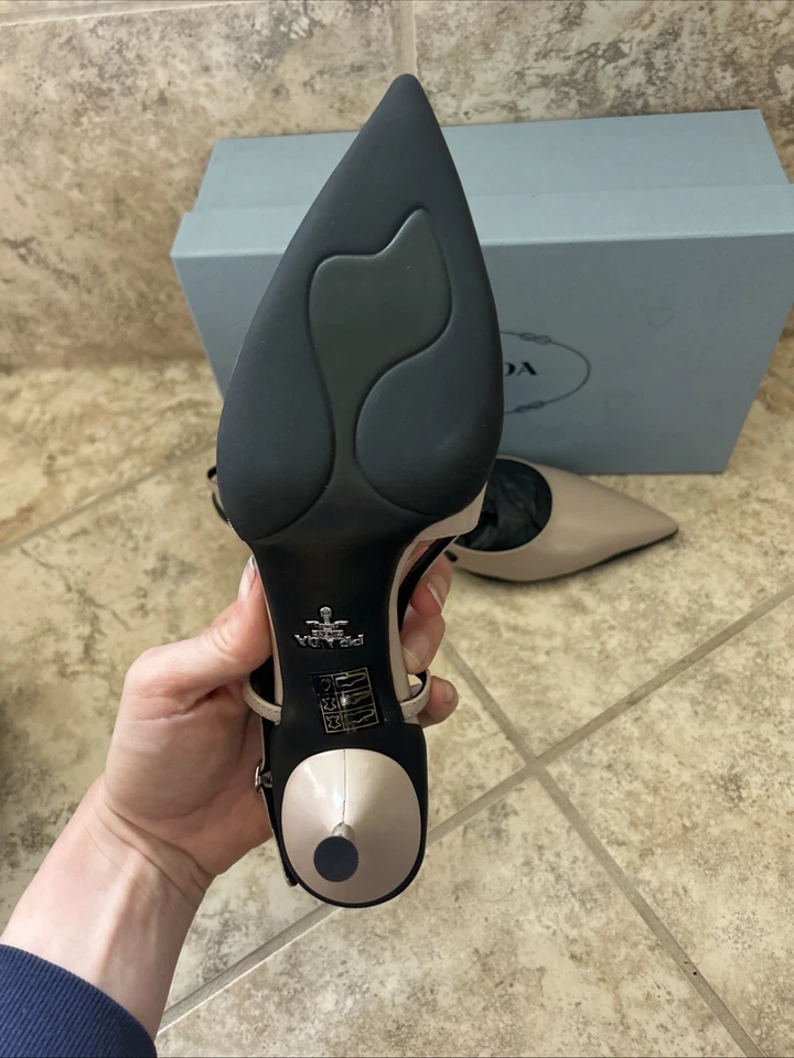 Черные туфли-лодочки с логотипом Prada Slingback Nude размер 38 - Изображение 4 из 4