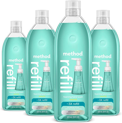 Method Foaming Hand Wash Refill, Waterfall, 28 Oz (Pack of 4) (Packaging May Var