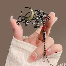 Chinese Fan Hairpins Alloy Hairclips for Women Girls Moon Flower Headpieces