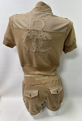 Vintage Rocawear Y2K Sweat Suit Shorts 2pc Set Womens Sz Large Embroidered Bling