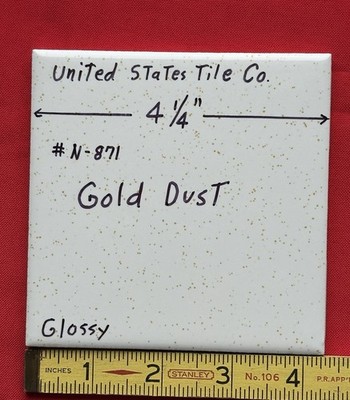1 pc. Gold Dust: 4-1/4'' Gloss White Speckled Gold Ceramic United States Tile Co.