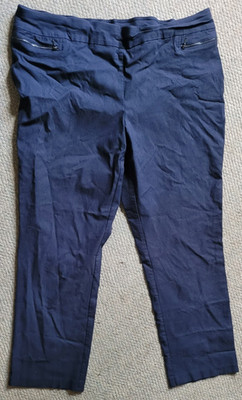 Women's Avenue Plus Size 22TL Exercise Pants Faux Zipper Pockets Royal Blue Nice
