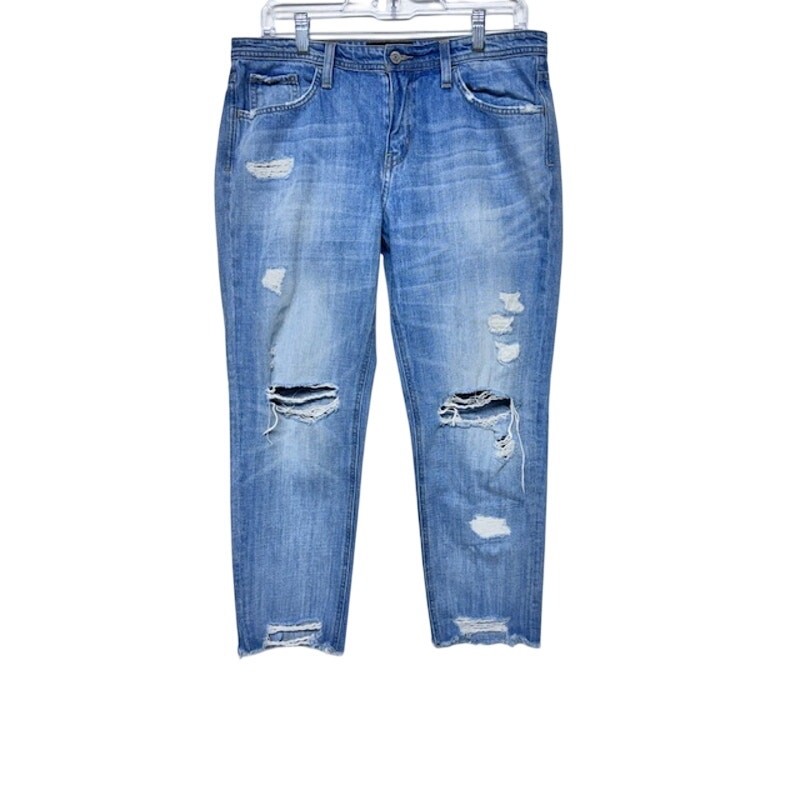 Flying Monkey Distressed Blue Jeans Size 28 Cropped Raw Hem Womens
