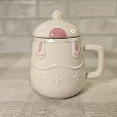 Nimble Nest Easter Bunny Tail Egg Large Covered Ceramic Mug ~ NEW