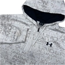Under Armour All Over Print Coldgear Lg Mens White Gray Full-Zip Hooded Jacket