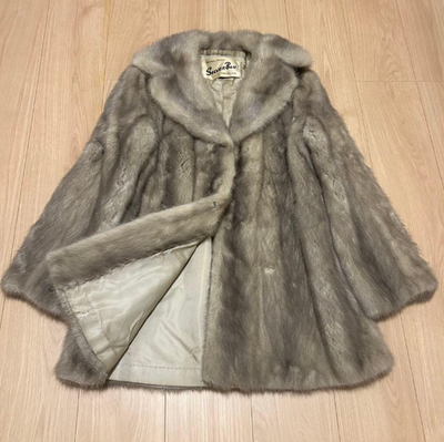 Sapphire Mink Fur Coat Gray Women Free Size Rare | eBay