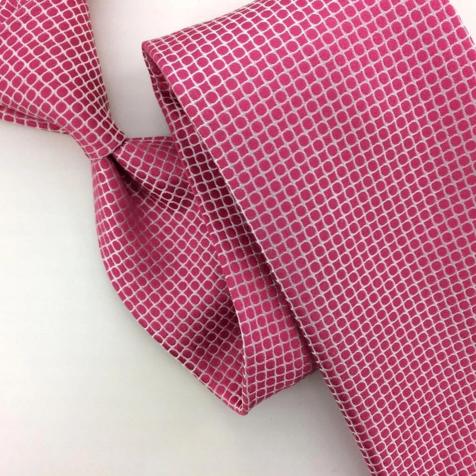 Галстук Luigi Borrelli Tie Италия Розовый Белый Сетка/Сетка Семикратный Галстук Роскошный Шелковый L3 - Изображение 3 из 4