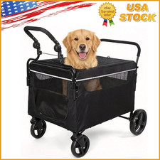 2-in-1 Push Pull Dog Wagon Foldable Stroller with Ramp, for Large Dogs Cart