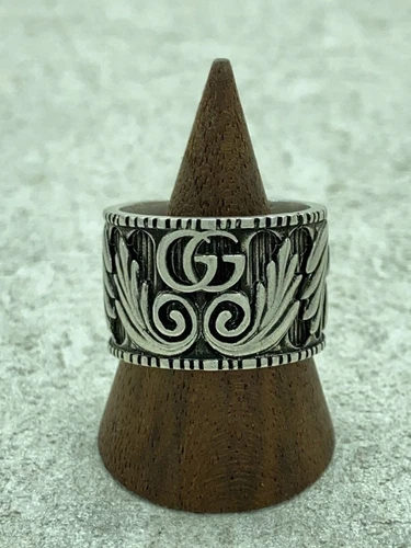 Anello Gucci SV925 19 Argento Uomo GG Marmont Largo