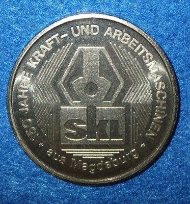 01 086 DDR Medaille  SKL Magdeburg 150 Jahre Kraft- und Arbeitsmaschinen ...