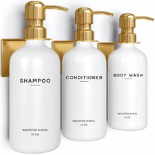 Luxury Wall Mounted Shampoo Conditioner Dispenser 3 Chamber No Drill Gold
