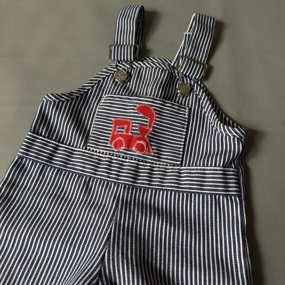 Mono tren babero bebé Sears Perma Prest vintage principios de los 70 talla pequeña 15-20 libras Foto 2 de 4