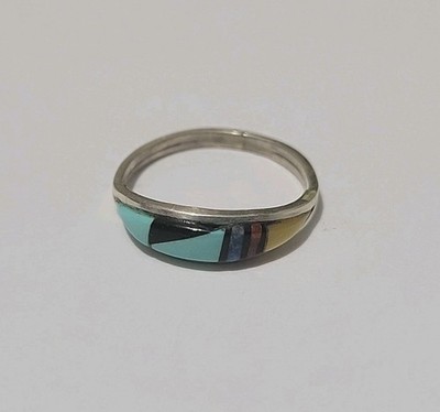 Vintage Zuni Sterling Türkis Einlage Ring Gestempelt KB ( K. Bell ?) Größe
