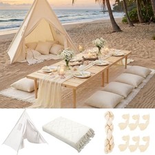 71x87'' Huge Teepee Tent with 91x71'' Extra Large Outdoor Boho Picnic White
